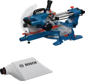 Bosch GCM305-216S sliding miter saw with dust bag.