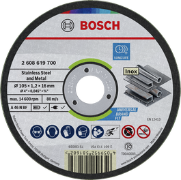Bosch stainless steel and metal cutting disc 105 mm.