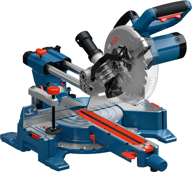 Bosch GCM305-216S mitre saw with sliding rail.