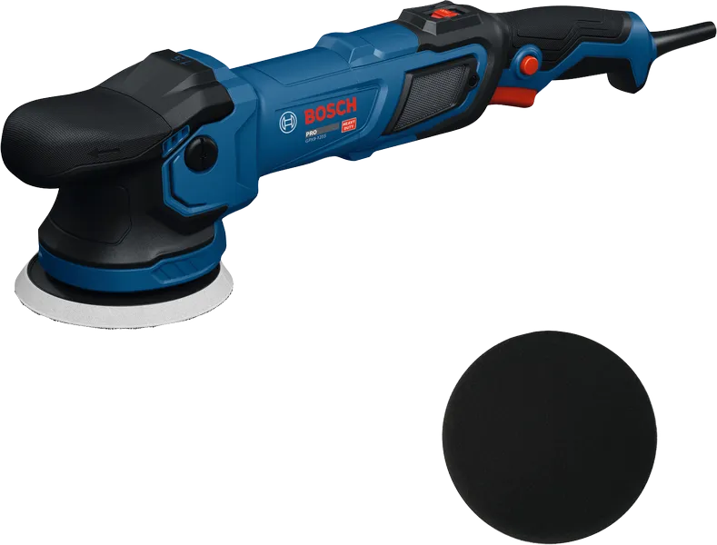 Bosch GPX9-125S random orbit polisher with pad.