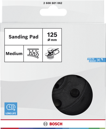 Bosch 125 mm medium sanding pad with 8 holes.