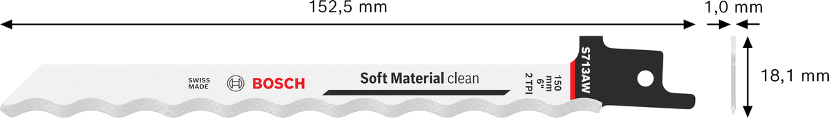 Bosch S 713 AW reciprocating saw blade for soft material.